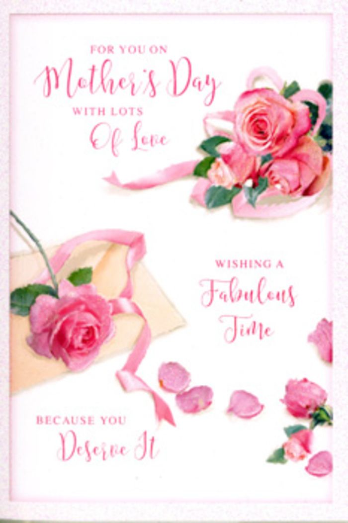 This Mother's Day card is designed like an intimate floral still life, as if a Belsize Park florist had arranged roses directly onto the paper. The card lies on a light, neutral surface that allows every shade of pink to stand out clearly. A romantic spray of roses stretches across part of the card, with blooms in different stages of opening - some tightly layered at the centre, others unfolding fully, their outer petals slightly ruffled at the edges. The colours range from pale ballet-slipper pink to saturated rose tones, reminiscent of the old-fashioned garden roses found in nearby Hampstead gardens. Scattered around the main clusters are individual petals, gently placed yet looking naturally fallen, like confetti after a quiet celebration. A soft ribbon in a complementary pastel tone winds sinuously around the largest bouquet, its satin-like finish suggested through subtle highlights, just as a florist would tie off a hand-tied bunch ready for local delivery. Flowing hand-lettered text curves across the card, spelling out a loving Mother's Day message in elegant script that feels personal and heartfelt rather than formal, mirroring the curves of the ribbon and petals. The lighting is soft and diffused, giving the scene a calm, morning-like glow, as though sunlight were filtering through a window above Haverstock Hill. There is an overall sense of warmth, gentleness, and gratitude, making the card feel like a visual embrace, perfectly suited to accompany a real bouquet waiting on a mantelpiece in a Belsize Park home. Every detail speaks of care, admiration, and the simple luxury of taking a moment to say thank you.
