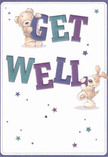 Radiating cheerful optimism, this get well card offers a vision of comfort ideal for brightening recovery days in the heart of Belsize Park. The illustration springs to life with two loveable figures-a soft, cuddly teddy bear and an exuberant puppy-working together to present the bold, colourful letters that spell out 'Get Well.' The text, shaded in deep indigo and fresh teal, pops against a serene cream background, echoing the relaxed elegance found in local parks and cafés. Scattered stars in varying blues and purples twinkle playfully across the design, infusing the scene with hope and gentle whimsy. The bear's illustrated fur and the puppy's floppy ears appear so invitingly soft that one can almost feel their comforting embrace-a sentiment familiar to anyone who's received a thoughtfully handcrafted bouquet from a trusted Belsize Park florist. The entire composition is warm, welcoming, and full of kindness, carrying a message that transcends the card itself. Paired with a fresh floral delivery to a home in Belsize Park or a nearby hospital, this card becomes a true salve for the spirit-a heartfelt expression of care and renewal.